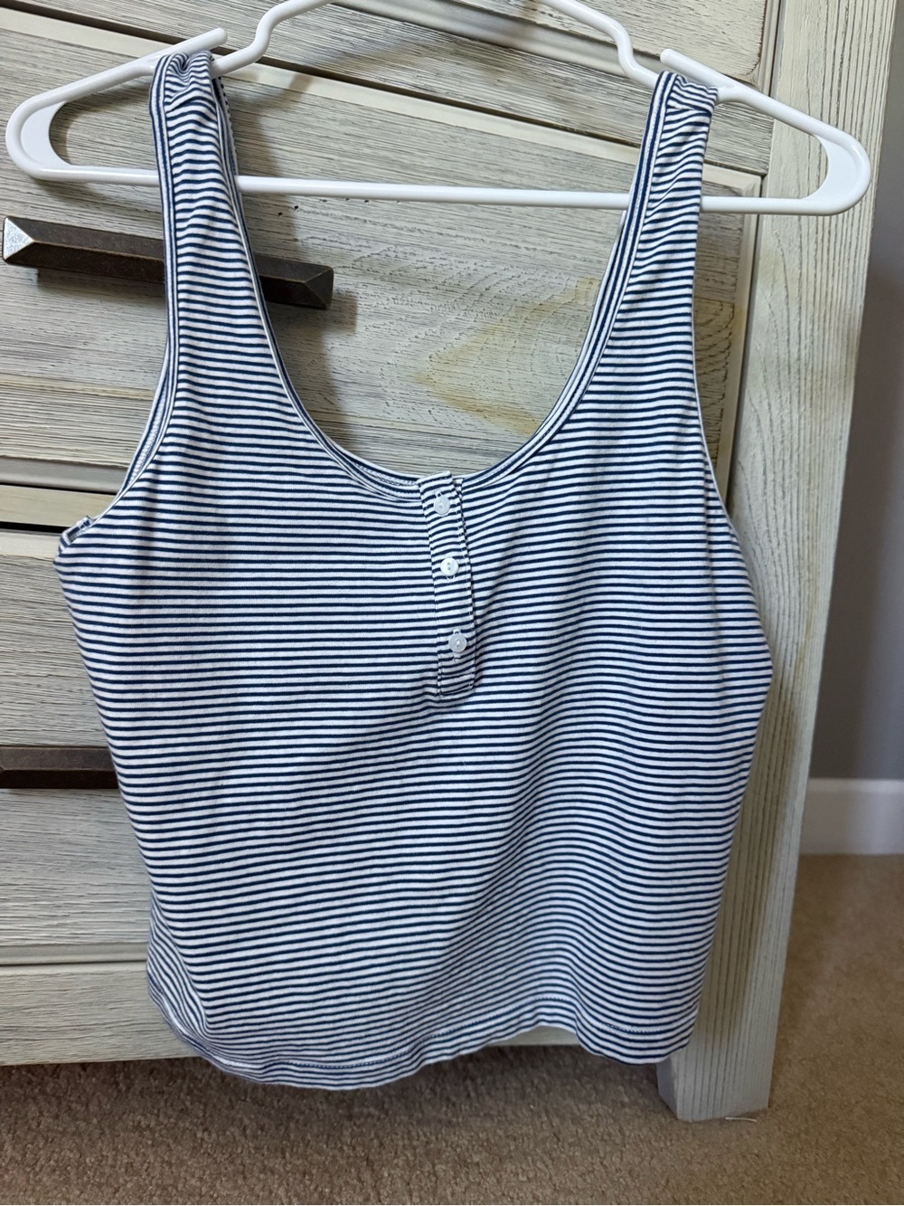 Old navy blue and white striped tank